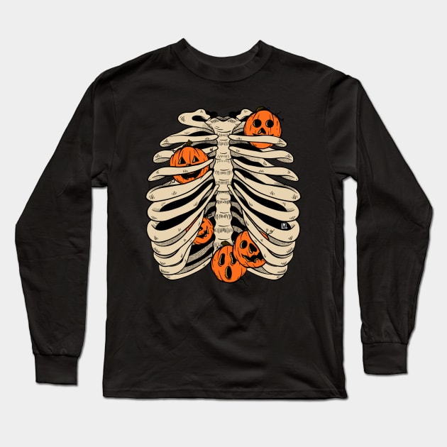 Halloween Couple: Pumpkin Guts Long Sleeve T-Shirt by LoudMouthThreads